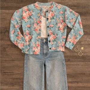 Floral Blue and Pink Cardigan